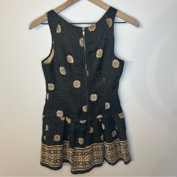 Free People Black and Tan Tapestry Sleeveless Fit and Flare Mini Dress, Size 0 - Picture 5 of 8